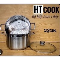 BỘ NỒI XỬNG HẤP INOX HT COOK 28CM 2 TẦNG VUNG KÍNH DÀY ĐẸP TIỆN LỢI