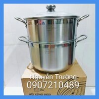 Bộ Nồi Xửng Inox 3 Đáy Điện Từ Nắp kính Fivestar 30cm