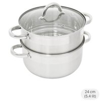 Bộ nồi xửng inox 3 đáy nắp kiếng đáy từ 24 cm Delites CW-S106-1