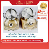 Bộ nồi xửng inox 3 đáy, thân bẹt Fivestar Standard 24-26-28cm bh 5 năm (ảnh thật) taeang