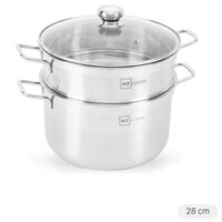 Bộ nồi xửng inox nắp kính 28 cm Fivestar HT Cook HTNX28001