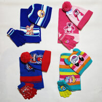 Bộ nón khăn len khăn quàng cổ paw patron spiderman gấu dâu ấm áp cho bé trai và gái