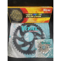 Bộ NSD 10Ly BRIXTON BX - GPX Legend 150 /200 /250 Nhông 14T 15T  - Dĩa  43T 45T 47T - Sên 10Ly Màu Vàng Chính Hãng VITAL