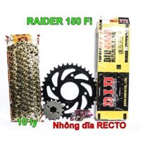 Bộ NSD Raider Fi: Sên DID Vàng 10li 428HD 130 mắt chính hãng Made In Japan + Đĩa Recto size 39T + Nhông Recto size 14T