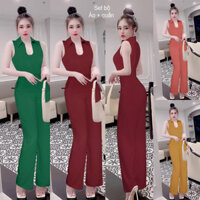 Bộ nữ quần dài ống suông áo sơ mi cổ yếm khoét ngực xinh xắn TJ1218 HÀNG MỚI GIÁ TỐT