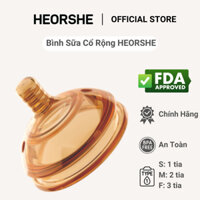 Bộ Núm Ti Thay Thế Bình Sữa Cổ Rộng HEORSHE Silicone cao cấp an toàn HEORSHEVN
