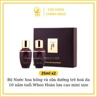 Bộ Nước hoa hồng và sữa dưỡng trẻ hoá da 10 năm tuổi Whoo Hoàn lưu cao mini size_25ml x2