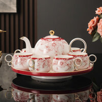 Bộ nước xoay bằng sứ xương, bộ trà, ấm trà, bộ tách trà, quà tặng tân gia, hộp quà cao cấp sang trọng