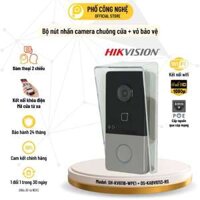 Bộ nút nhấn camera chuông cửa và vỏ che Hikvision, kết nối Wifi, đàm thoại 2 chiều, mở cửa từ xa