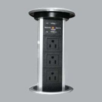 Bộ ổ cắm âm bàn 3 ổ cắm 3 chấu (2 chấu dẹp, 1 chấu tròn) + 2 cổng USB, điều khiển ổ cắm lên xuống bằng điện MPE TBS6