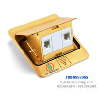 Bộ Ổ Cắm Âm Sàn Chống Nước IP44 Gồm Hạt Mạng + Hạt Điện Thoại DoBo F88-888806S (Màu Vàng Gold)