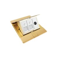 Bộ ổ cắm âm sàn gồm 2 ổ điện thoại và ổ tivi màu vàng Đồng Simon SEF3445