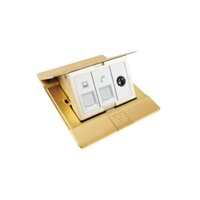 Bộ ổ cắm âm sàn gồm ổ cắm mạng, điện thoại và Tivi màu Vàng Đồng Simon SEF3845