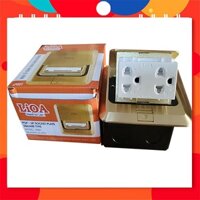 Bộ Ổ cắm Âm sàn LiOA - Loại Ổ đôi 2 chấu mặt vỏ đồng nguyên khối LP001, LC2U3