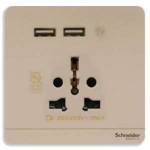 Bộ ổ cắm đa năng và sạc USB đôi E8342616USB_WG_G19