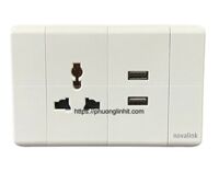 Bộ ổ cắm điện đơn 3 chấu đa năng và ổ cắm USB 5V-2.1A Novalink – A6-31