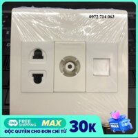 Bộ ổ cắm điện, mạng, tivi Panasonic mặt vuông lắp âm tường TẶNG đế nổi