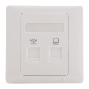 Bộ ổ cắm điện thoại RJ11 và ổ cắm dữ liệu RJ45 Cat.5e Simon 55229S