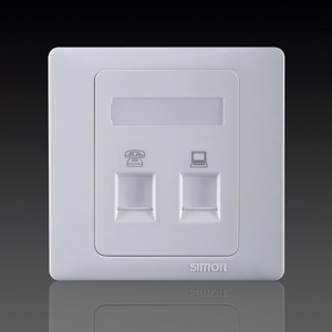 Bộ ổ cắm điện thoại RJ11 và ổ cắm dữ liệu RJ45 Cat.5e Simon 55229S