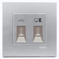 Bộ ổ cắm điện thoại và mạng Schneider KB32TS_RJ5E_AS_G19