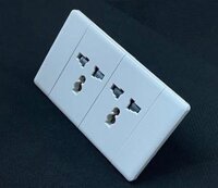 Bộ ổ cắm đôi 3 chấu chất liệu khung nhôm mặt tráng sứ cách điện an toàn thương hiệu NovaLink