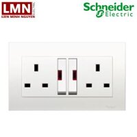 BỘ Ổ CẮM ĐÔI 3 CHẤU CÓ CÔNG TẮC 2 CỰC VÀ ĐÈN BÁO 13A KB25LDN_WE VIVACE SCHNEIDER