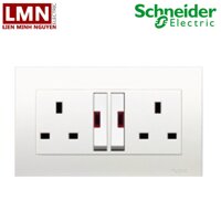 BỘ Ổ CẮM ĐÔI 3 CHẤU CÓ CÔNG TẮC 2 CỰC VÀ ĐÈN BÁO 13A KB25LDN_AS_G19 VIVACE SCHNEIDER