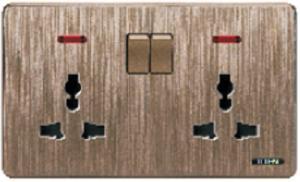 Bộ ổ cắm đôi 3 chấu và công tắc UTEN S400-2KZ13/N