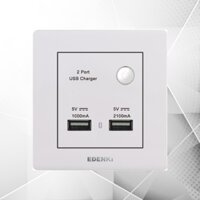 Bộ ổ cắm đôi USB 1A-2.1A/5V Edenki Elegant White EE-U02