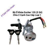 Bộ Ổ Khóa Exciter 135 (5 số) chìa 2 cạnh cao cấp loại 1. Bộ Khóa điện, Khóa yên xe máy.