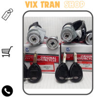 Bộ Ổ Khoá (Khóa trước và khóa yên) Xe Dream Wave Wave alpha Chống Trộm Chính Hãng Chìa 6 Cạnh