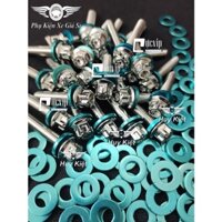 BỘ ỐC LỐC MÁY SALAYA INOX 304 + LÔNG ĐỀN NHÔM XANH LỤC BẢO CHO WAVE, DR, VARIO, AB, SIRIUS, WIN, SH, SONIC, VISION, FUTU