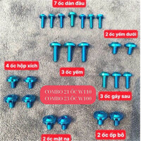 Bộ Ốc Titan Gr5 Gắn Dàn Áo Wave 50/100/110 Kèm Ốc Ốp Pô Hộp Xích Cực Chất