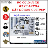 Bộ ốc wave alpha 98% xi mạ Nhật Bản Alotools, phụ kiện xe máy tiêu chuẩn Honda