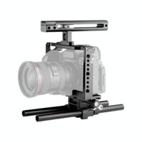 Bộ ổn định lồng máy quay phim YELANGU C18 YLG0915A-C có tay cầm & giá đỡ thanh ray cho Panasonic Lumix DC-S1H / DC-S1 / DC-S1R (Đen)