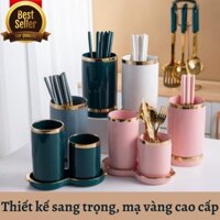 Bộ ống đũa mạ vàng, decor sang trọng, mang đậm phong cách châu Âu, có khay hứng nước, MỚI NHẤT 2022