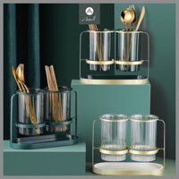 Bộ ống đựng đũa muỗng thìa khay nhựa hứng nước thiết kế thông minh sang trọng ASSEL
