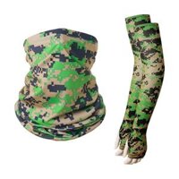 Bộ ống tay và khăn cổ chống nắng tay xỏ ngón che mu bàn tay vải thun lạnh co giãn thoáng mát - Rằn ri caro