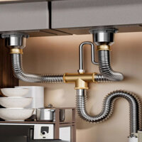 Bộ ống xả, xi phông inox 304 dùng cho chậu rửa bát đôi, chậu 1 hố , 2 hố- loại 110mm Cao Cấp