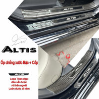Bộ Ốp bậc cửa cốp Altis 2022 - 2024 Carbon: đủ logo chống xước Phụ kiện toyota 2023