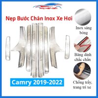 Bộ ốp bậc cửa trong ngoài nẹp bước chân Camry 2019-2020-2021-2022 Inox chống trầy trang trí xe