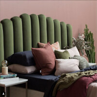 Bộ ốp đầu giường bọc da màu rêu dày 3cm