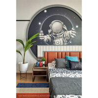 Bộ ốp đầu giường bọc da màu carot ấn tượng mạnh mẽ cho bé trai