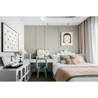 Bộ ốp đầu giường bọc da màu trắng xinh xắn kích thước 1m6 và 1m8