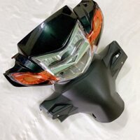 Bộ ốp đầu xe SIRIUS HELO 3 món: ốp đầu, gáy màu đen -kèm pha đèn 2 Tầng sirius helo màu BẠC