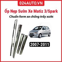 Bộ ốp nẹp sườn, nẹp hông xe ô tô Matiz 3 , Spark 2007-2011 mạ crom trang trí bảo vệ cửa xe hơi