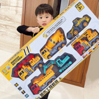 Bộ ôtô đồ chơi  các loại xe công trình, xe tải, máy xúc, máy ủi, xe ben, xe cẩu chất liệu nhựa ABS