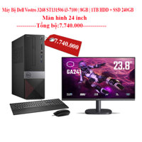 Bộ PC DELL ĐỒNG BỘ CORE I3-7100/8GB/SSD 240+ HDD 1000GB + thêm màn hình 24inch: giá dưới 8tr300