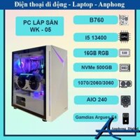 Bộ PC Gaming WK-05 Core i5 13400 , Ram 16GB, VGA 1070 /2060 /3060, NVMe 500GB Mới (BH 36T)