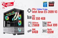 BỘ PC NOX, RENDER DUAL XEON E5-2699 V3/ RAM 64G/ VGA RX 550 4G (36 Nhân - 72 Luồng)